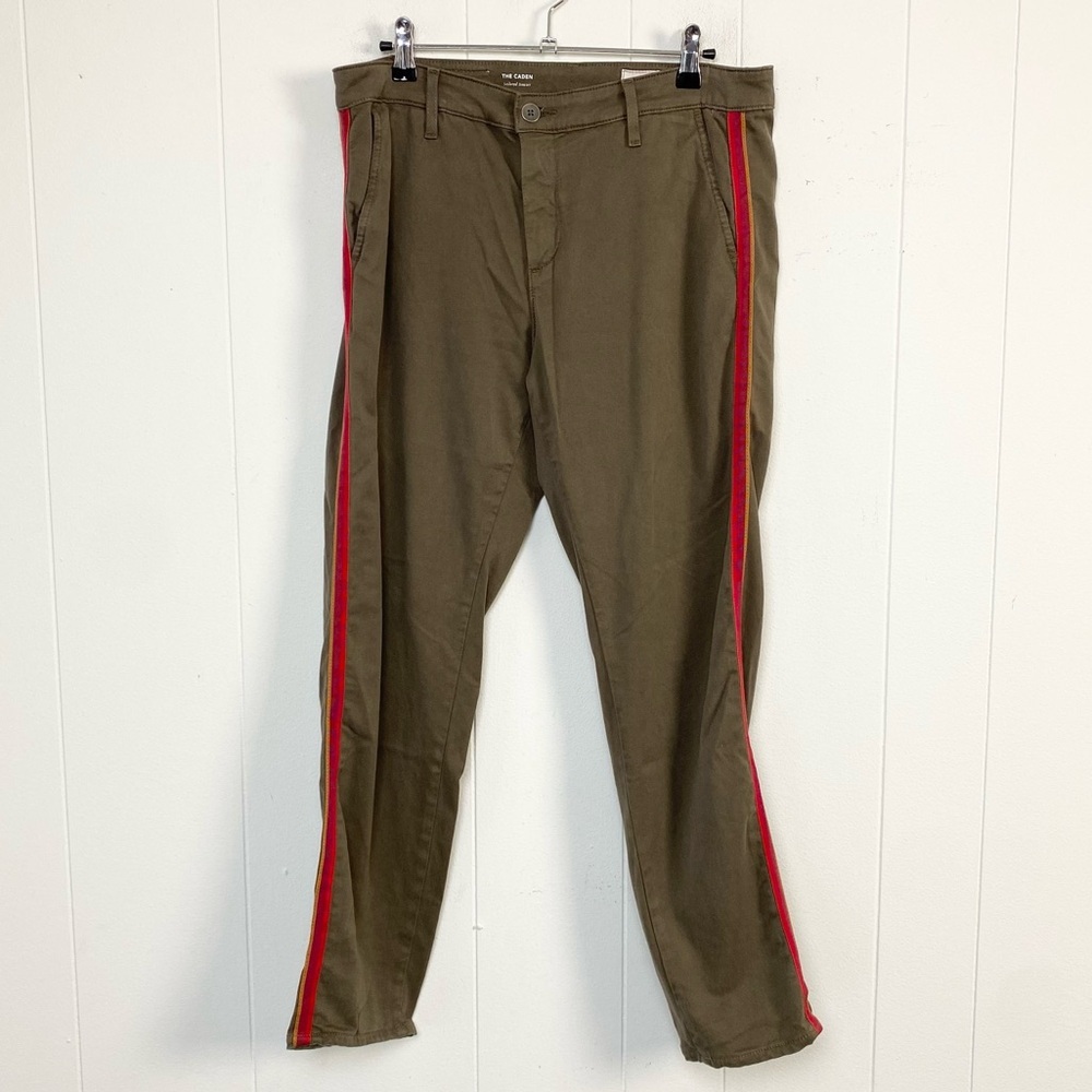 AG Adriano Goldschmied The Caden Tailored Trouser Size 28 R Side Stripe Olive - Picture 1 of 12